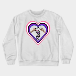 Genderfluid Pride Flag Knitted DNA Heart Crewneck Sweatshirt